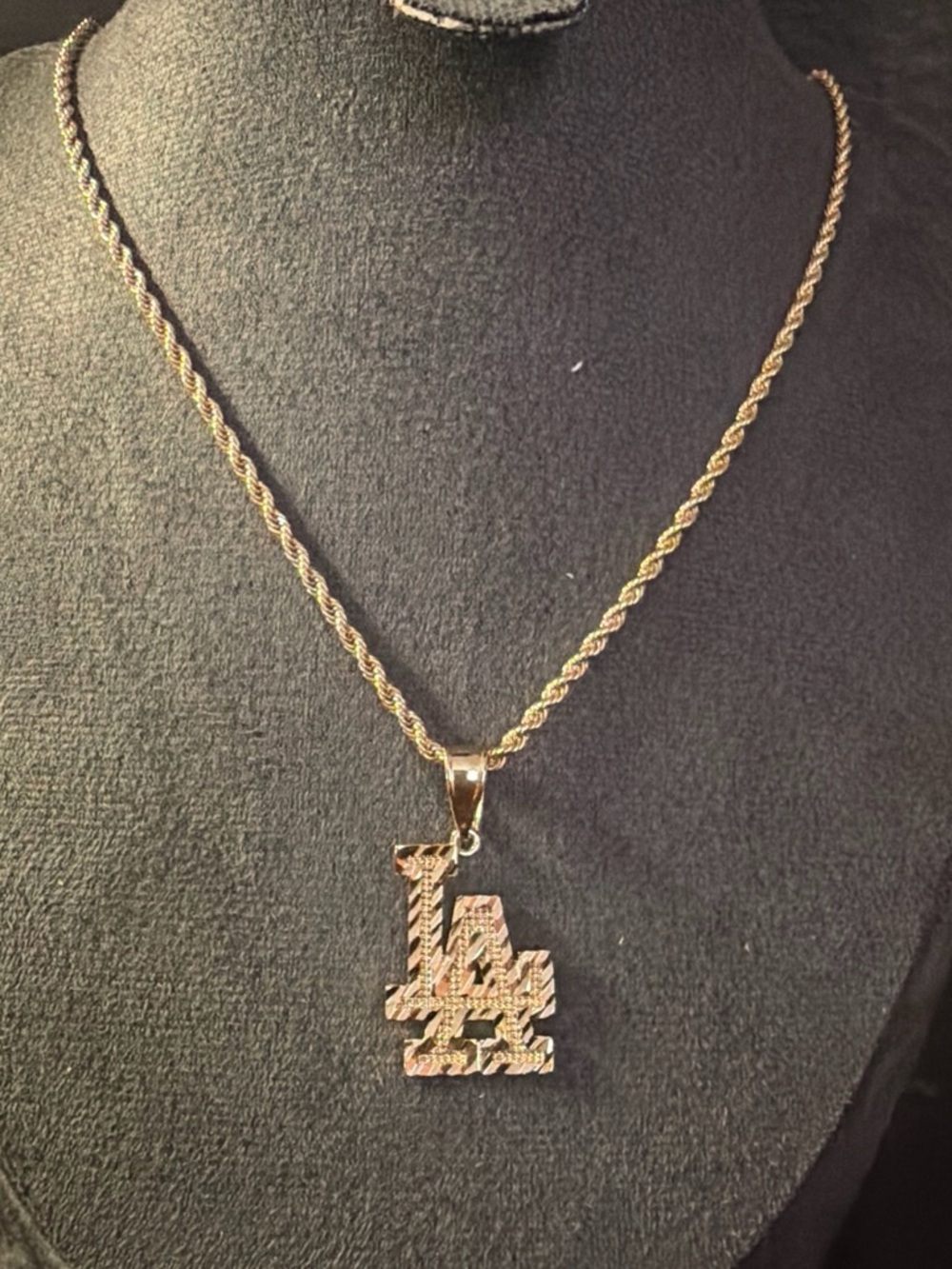 Gold-Tone LA Initials Rope Chain Necklace